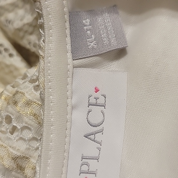 Elegant White/Cream Crochet Kids Dress Size XL-14 By PLACE - Picture 15 of 16